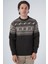 Erkek Saç Örgülü Jakarlı Geyik Desenli Bisiklet Yaka Triko Yün Kazak TRIST-5311 1