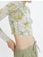 Batik Desenli Crop Tişört Uzun Kollu Bisiklet Yaka Dikiş Detaylı 5
