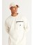 Erkek Bej Oversize Bol Kesim Içi Polarlı Iplik Bisiklet Yaka %100 Pamuk Sweatshirt 2