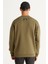 Erkek Haki Oversize Bol Kesim Içi Polarlı Iplik Bisiklet Yaka %100 Pamuk Sweatshirt 5