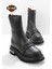 Black Leather Kadın Bot & Bootie HD0777054903 1