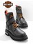 Black Leather Kadın Bot & Bootie HD0777055403 1
