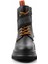 Black Leather Kadın Bot & Bootie HD0777055403 4