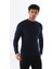 Erkek Dik Yaka Slim Fit Pamuk Likra Tişört-Lacivert 2