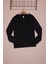 Siyah Uzun Kollu Kız Çocuk Düz Sweatshirt 16428 1