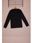 Siyah Uzun Kollu Kız Çocuk Düz Sweatshirt 16428 4