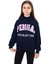 Lacivert Pengai Yazı Baskı Polarlı Kız Çocuk Sweatshirt 16466 1