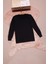 Siyah Yazı Nakışlı Kız Çocuk Çıtçıtlı Sweatshirt 16420 3