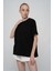 Pamuk Oversize/geniş Kalıp Bisiklet Yaka Örme T-Shirt 1