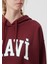 Kadın Mavi Logo Baskılı Kapüşonlu Bordo Sweatshirt 1600361-85493 5