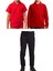 Unisex Çocuk Ribana Bel Keten Okul Pantolonu + Polo Yaka Kısa ve Uzun Kol T-Shirt 1