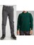 Unisex Çocuk Ribana Bel Keten Gri Okul Pantolonu + Polo Yaka Uzun Kol T-Shirt 1