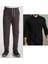 Unisex Çocuk Ribana Bel Keten Füme Okul Pantolonu + Polo Yaka Uzun Kol T-Shirt 1