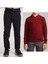 Unisex Çocuk Ribana Bel Keten Siyah Okul Pantolonu + Polo Yaka Uzun Kol T-Shirt 1