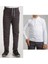 Unisex Çocuk Ribana Bel Keten Füme Okul Pantolonu + Polo Yaka Uzun Kol T-Shirt 1