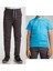 Unisex Çocuk Ribana Bel Keten Füme Okul Pantolonu + Polo Yaka Kısa Kol T-Shirt 1