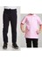 Unisex Çocuk Ribana Bel Keten Lacivert Okul Pantolonu + Polo Yaka Kısa Kol T-Shirt 1
