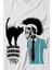 Mohikan Adam Kara Kedi Nostalji Telefon Zili Baskılı Tişört Çocuk T-Shirt 2