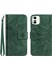 Apple iPhone 11 Için Cilt Touch Hissed Flip Telefon Kılıfı, Strap-Dark Yeşil ile Baskılı Ayçiçeği Anti-Drop Pu Deri Manyetik Cüzdan Kapağı (Yurt Dışından) 1
