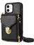 Apple iPhone 11 Pu Deri Kaplamalı Tpu Kart Yuvası Telefon Kılıf Kickstand Crossbody Fermuar Kapak Black (Yurt Dışından) 1