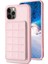 Apple iPhone 11 Için Izgara Tasarımı Pu Deri Kaplı Tpu Kasa Kartı Tutucu Kickstand Telefon Kapak-Pembe (Yurt Dışından) 2