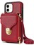 Apple iPhone 11 Pu Deri Kaplamalı Tpu Kart Yuvası Telefon Kılıf Kickstand Crossbody Fermuar Kapak Kırmızı (Yurt Dışından) 1