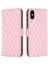 Apple iPhone Xs Maks Telefon Kılıf Cüzdan Kapağı, Bf Style-14 Baskılı Rhombus Desen Genel Kapsama Standı Mat Pu Deri Kılıf Pembe (Yurt Dışından) 1