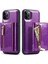 Apple iPhone 11 Için M3 Pro 2-Sour-1 Işıltılı Pu Deri Kaplamalı Pc+Tpu Geri Kılıf Manyetik Çıkarılabilir Fermuar Cüzdan Kickstand-Dark Purple ile Düşme Geçirmez Telefon Kapağı (Yurt Dışından) 1