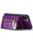Apple iPhone 11 Için M3 Pro 2-Sour-1 Işıltılı Pu Deri Kaplamalı Pc+Tpu Geri Kılıf Manyetik Çıkarılabilir Fermuar Cüzdan Kickstand-Dark Purple ile Düşme Geçirmez Telefon Kapağı (Yurt Dışından) 3
