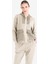 Bej Kadın Fermuarlı Kapüşonlu Sweatshirt 23N-2101 2