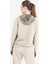 Bej Kadın Fermuarlı Kapüşonlu Sweatshirt 23N-2101 4