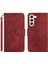 Samsung Galaxy S23 Cep Telefonu Kapağı Cüzdan Düz Renk Stripe Doku Pu Deri Stand Kabuğu Kayışlı (Yurt Dışından) 1