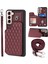 Samsung Galaxy S22+ 5g Çizgi Anti-Çizelge Anti-Scratch Vaka Kickstand Rfıd Engelleme Pu Deri+ Tpu Kapağı 2 Kayışla (Yurt Dışından) 1