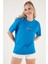 Yazılı Detaylı Pamuklu Oversize Bisiklet Yaka T Shirt Bayan T Shirt 541RUEDELA 4