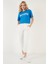 Baskılı Pamuklu Oversize Bisiklet Yaka T Shirt Bayan T Shirt 541HAPPINESS 4