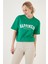 Baskılı Pamuklu Oversize Bisiklet Yaka T Shirt Bayan T Shirt 541HAPPINESS 3