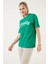 Baskılı Pamuklu Oversize Bisiklet Yaka T Shirt Bayan T Shirt 541HAPPINESS 4