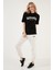 Baskılı Pamuklu Oversize Bisiklet Yaka T Shirt Bayan T Shirt 541HAPPINESS 2
