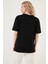 Baskılı Pamuklu Oversize Bisiklet Yaka T Shirt Bayan T Shirt 541HAPPINESS 5