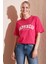 Baskılı Pamuklu Oversize Bisiklet Yaka T Shirt Bayan T Shirt 541HAPPINESS 1