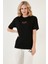 Yazılı Detaylı Pamuklu Oversize Bisiklet Yaka T Shirt Bayan T Shirt 541RUEDELA 2