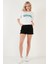 Baskılı Pamuklu Oversize Bisiklet Yaka T Shirt Bayan T Shirt 541HAPPINESS 4