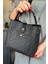 Baskı Desenli Özel Seri Kadın Omuz Çantası 92055-GQ Siyah 2