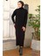 Fitilli Triko Elbise Siyah HM2247 5