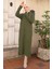 Fitilli Triko Elbise Haki HM2247 3
