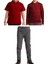 Unisex Çocuk Ribana Bel Keten Okul Pantolonu + Polo Yaka Kısa ve Uzun Kol T-Shirt 1