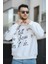 Trc 2715 Üç İplik Şardonlu Baskılı Bisiklet Yaka Oversize Erkek Sweatshirt 2
