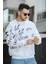 Trc 2715 Üç İplik Şardonlu Baskılı Bisiklet Yaka Oversize Erkek Sweatshirt 3