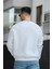 Trc 2715 Üç İplik Şardonlu Baskılı Bisiklet Yaka Oversize Erkek Sweatshirt 4
