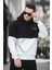 Kewin Üç İplik Şardonlu Baskılı Çift Renk Parçalı Kapüşonlu Erkek Sweatshirt 1